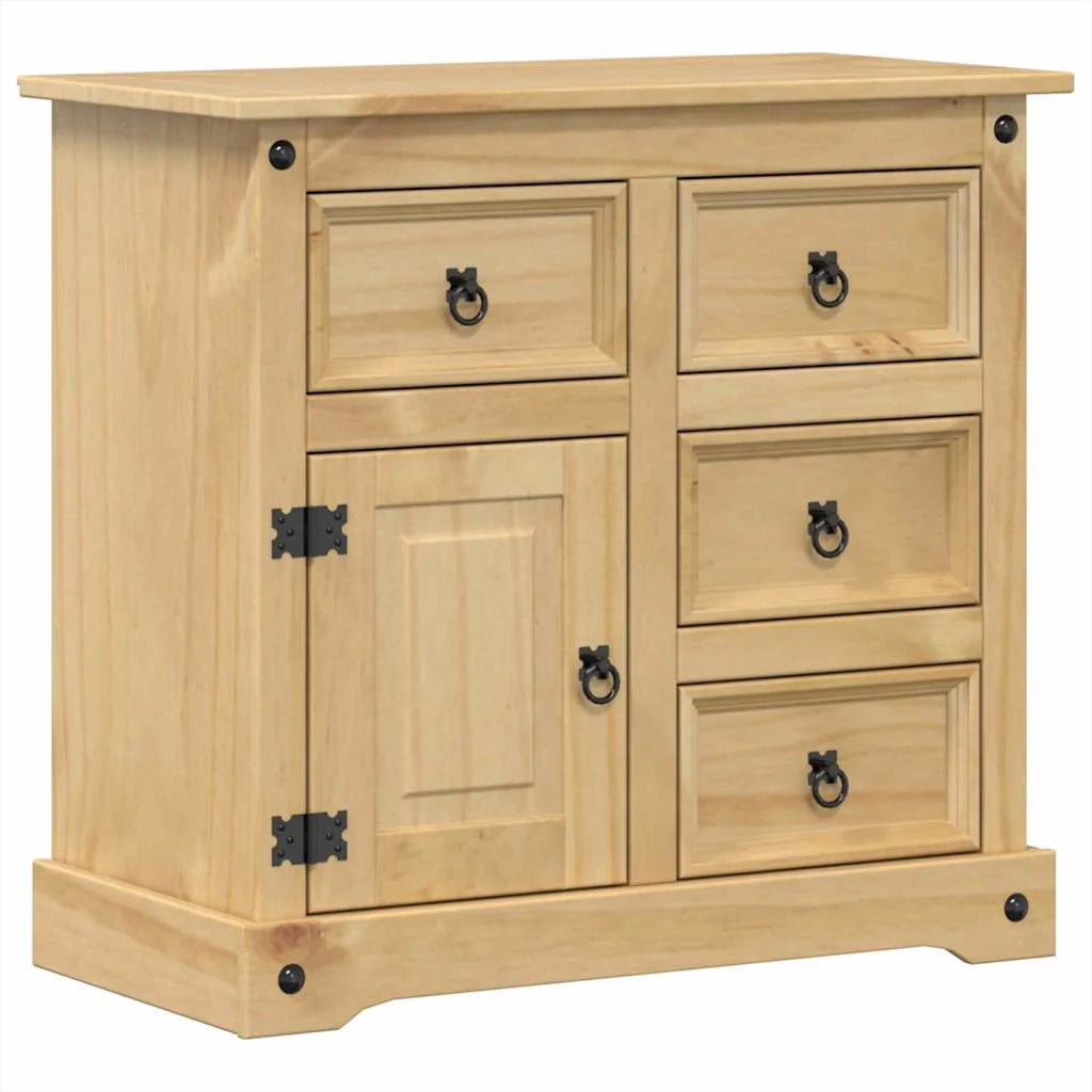 Corona 87 x 40 x 76 cm in legno massello di pino marrone cassettiera mobile contenitore organizer per cucina/soggiorno 02_0031746