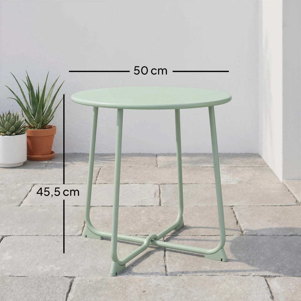 Tavolino da giardino rotondo ¨C zephmum ¨C verde scuro, metallo, ?50x45.5 cm