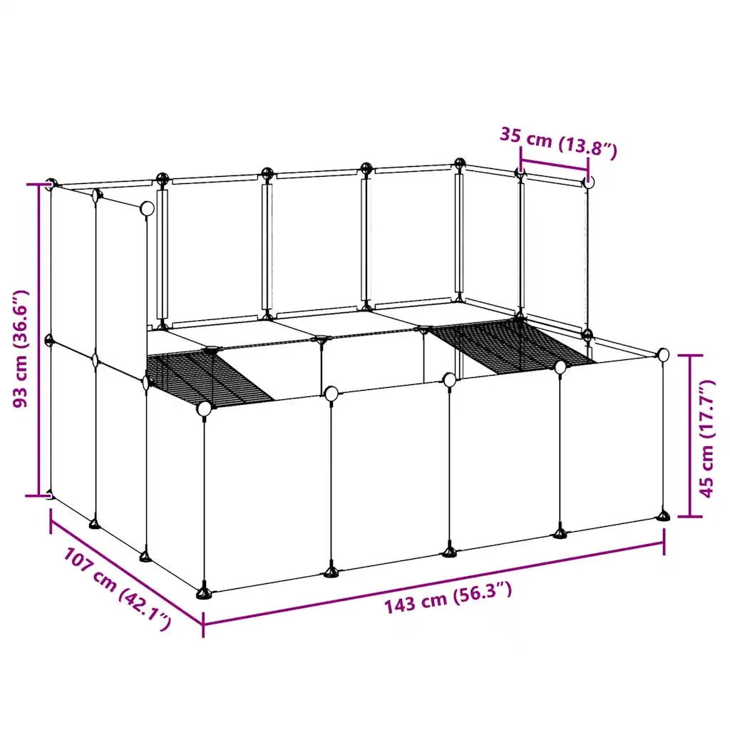 Gabbia per Piccoli Animali Nera 143x107x93 cm in PP e Acciaio 340569