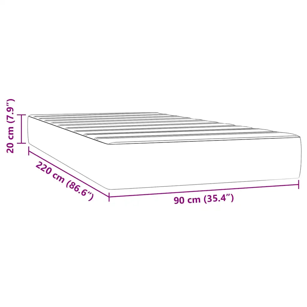 Materasso a Molle-Materasso per letto Blu Scuro 90x220x20 cm in Velluto