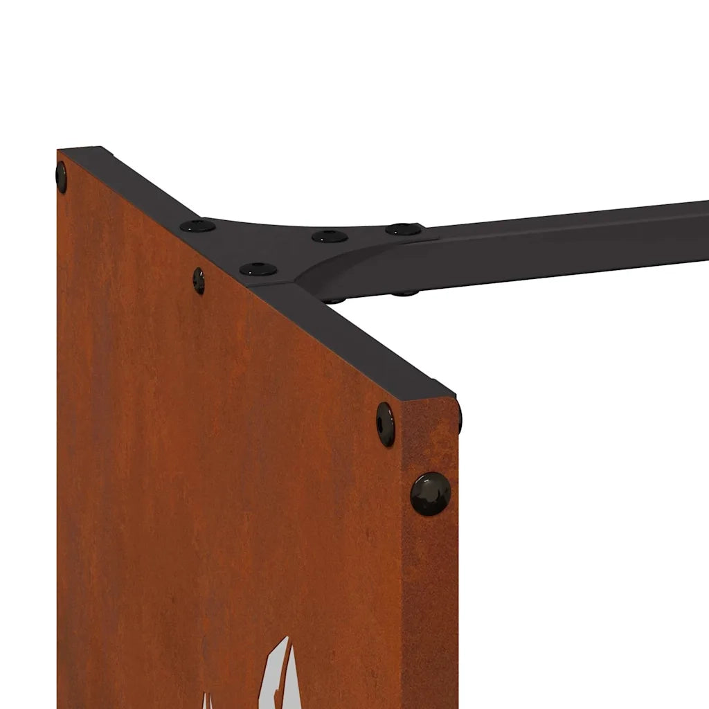 Rastrelliera per Legna da Ardere 40x30x80 cm in Acciaio Corten 864230