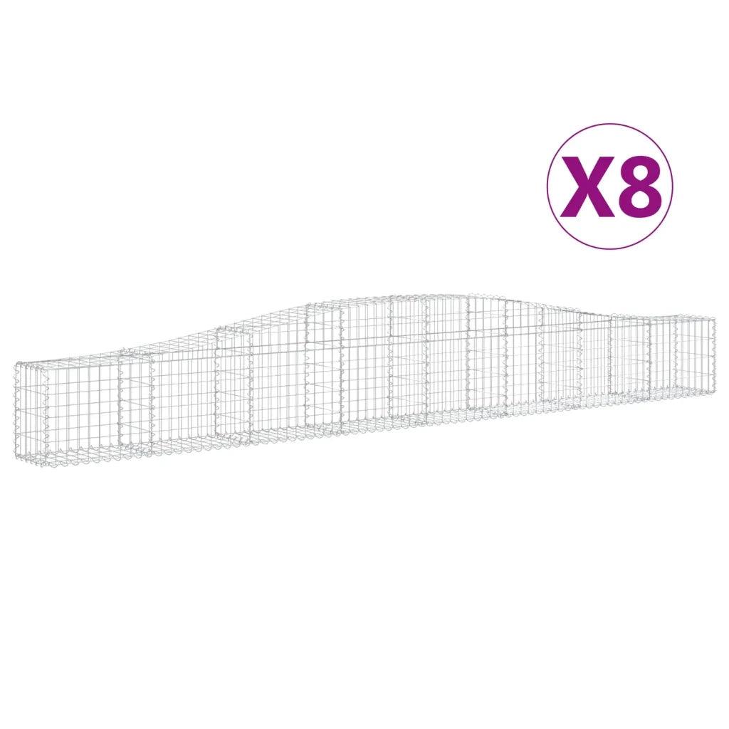 Cesti Gabbioni ad Arco 8 pz 400x30x40/60 cm Ferro Zincato 3145793