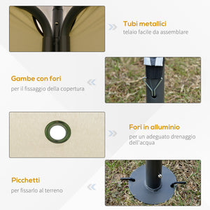 Gazebo da Giardino 3,5x3,5x2,7m in Metallo Doppio Tettuccio Beige