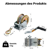 Verricello manuale per barche da 720 kg 10 m rapporto di trasmissione 4:1