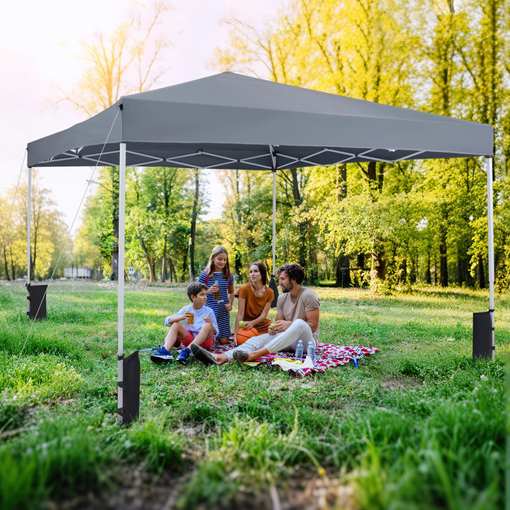 Gazebo da esterno pieghevole regolabile in altezza, Gazebo pop up con 4 sacchi di sabbia e borsa da trasporto Grigio