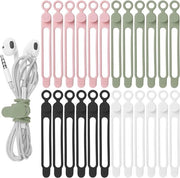 Cavi e cordoni in silicone - 24 pezzi organizzatore per cavi per auricolari caricabatteria cavi per computer - cinturini per cavi riciclabili per uso domestico ufficio cucina