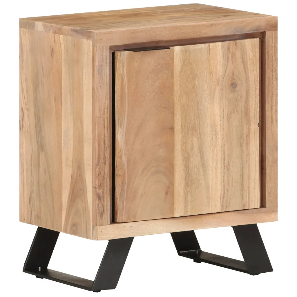 Comodino | Armadio da Notte | Mobiletto da notte 40x30x50 cm in Legno Massello di Acacia con Bordi Vivi