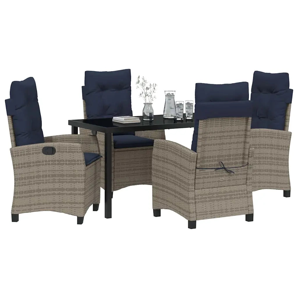 Set da Pranzo per Giardino con cuscino 5 pcs Grigio polyrattan 3380465