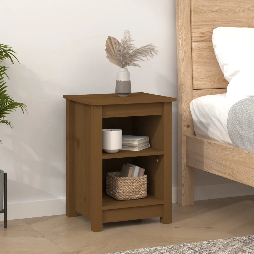 Set di 2 Comodini | Armadio da Notte | Mobiletto da notte ambra 40x35x55 cm in Legno Massello di Pino