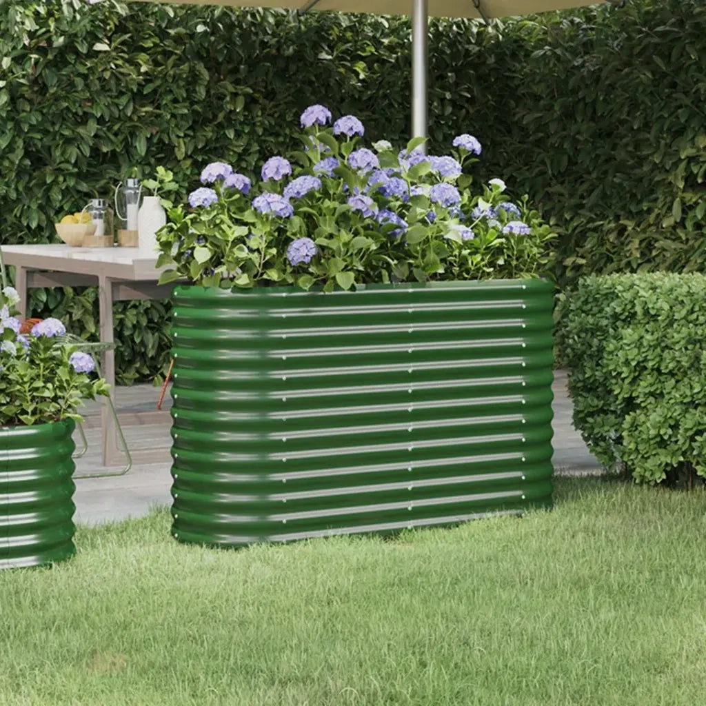 Fioriere | Cassetta per fiori | Letto Giardino Acciaio Zincato 114x40x68 cm Verde