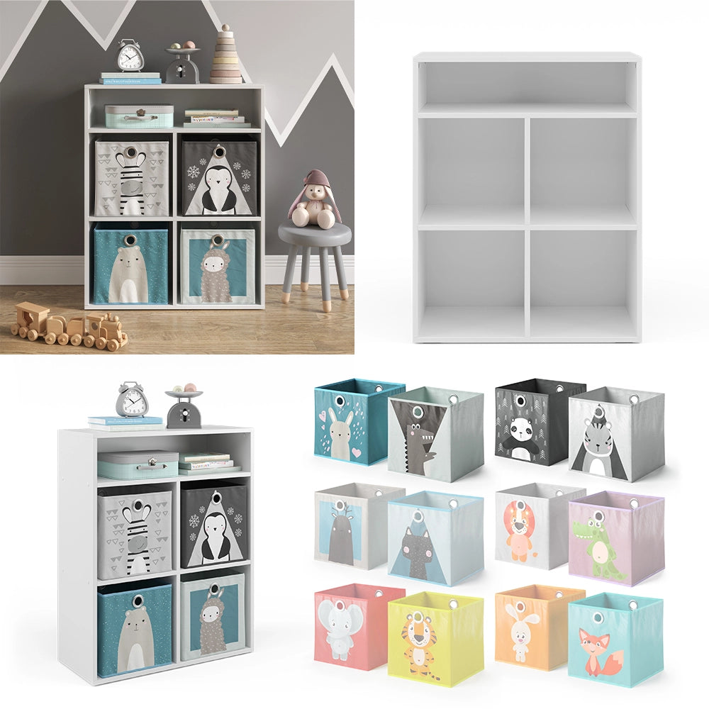 Vicco Libreria bambini Bianco 72 x 90.2 cm con 4 scatole pieghevoli