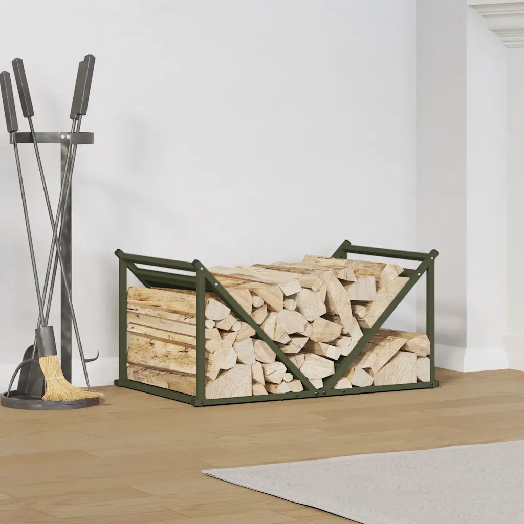 vidaXL Rastrelliera per Legna da Ardere Verde Oliva 70x43x34,5 cm
