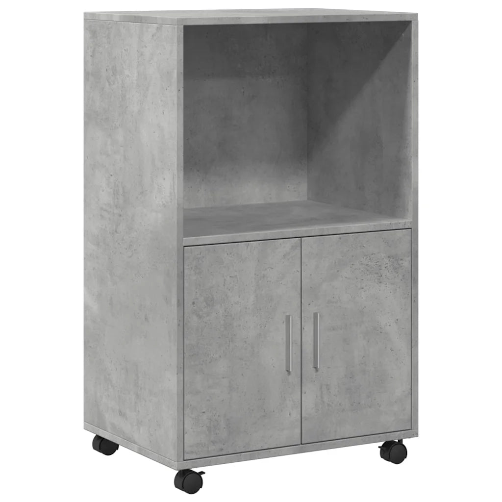 vidaXL Mobiletto con Ruote Grigio Cemento 55x40x91 cm in Truciolato