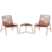 Set di mobili in rattan da patio con sedie a gradiente e tavolo laterale in legno-plastica-Set bistro da esterno a 3 pezzi per balcone Arancione