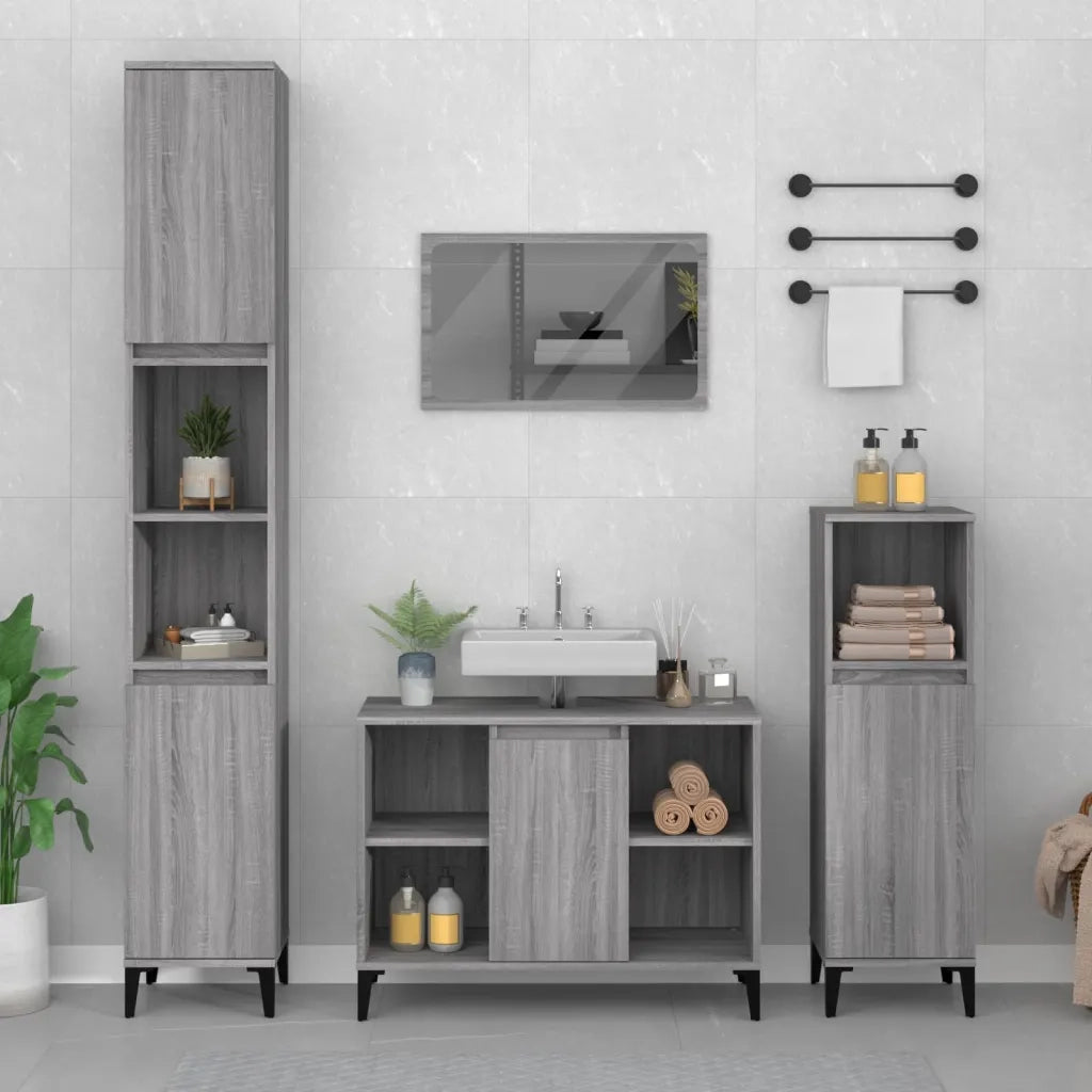 Mobile Lavabo | Armadio Lavabo Grigio Sonoma 80x33x60 cm in Legno Multistrato