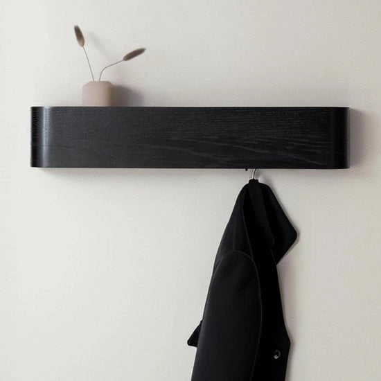 Pannello - stendardo con ganci - stendardo - cassettone di archiviazione - ganci nascosti - legno - Nero