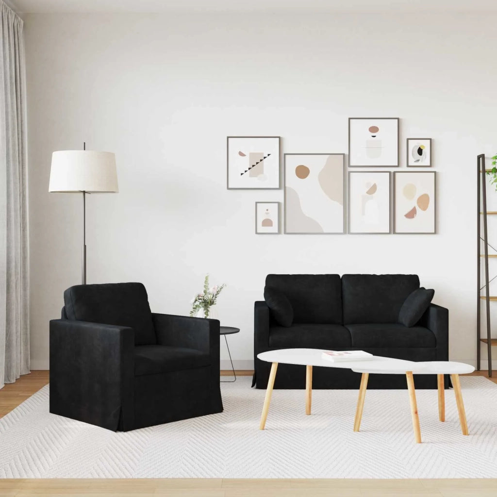 Set di divani 2 pcs Nero 138 x 78 x 80 cm Velluto