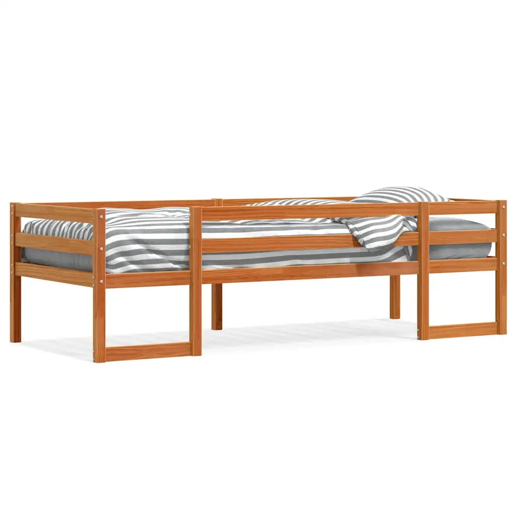 vidaXL Giroletto per Bambini Marrone Cera 80x200cm Legno Massello Pino