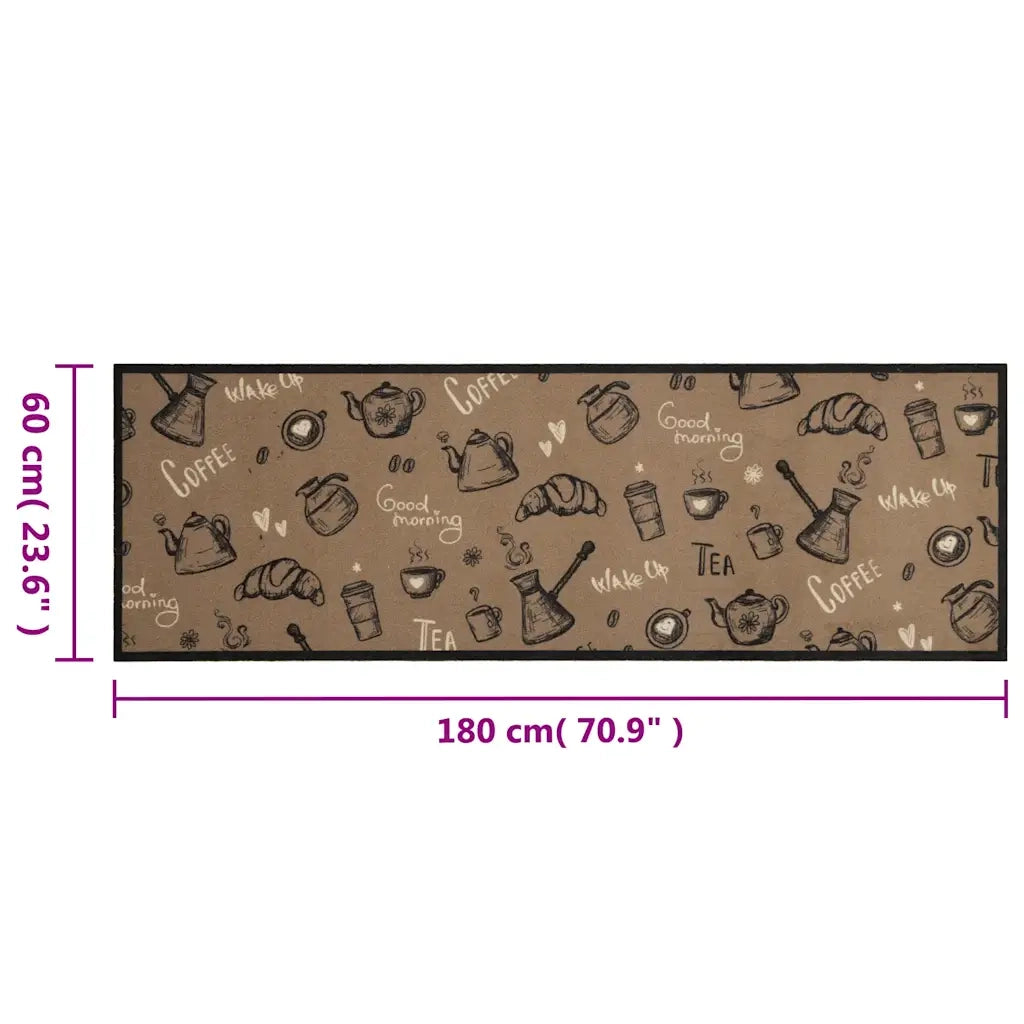 Tappeto da Cucina Lavabile Marrone Mattutino 60x180 cm Velluto 4005588