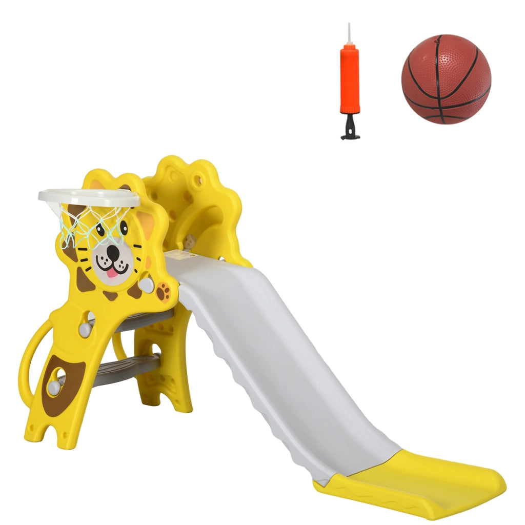 Letto a Soppalco per Bambini con Scivolo e Scala ¨C Zephmum ¨C Giallo Grigio 131x50x74cm