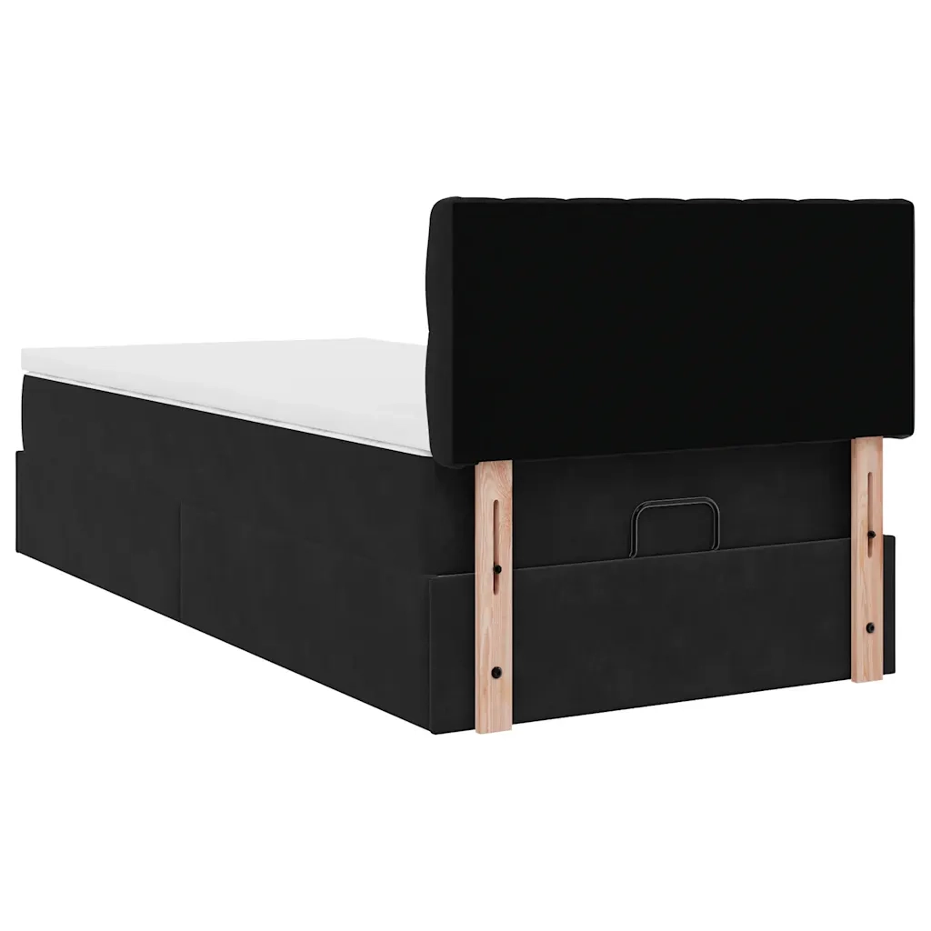 Pouf Letto con Materasso e LED Nero 80x200cm in Velluto 3312658