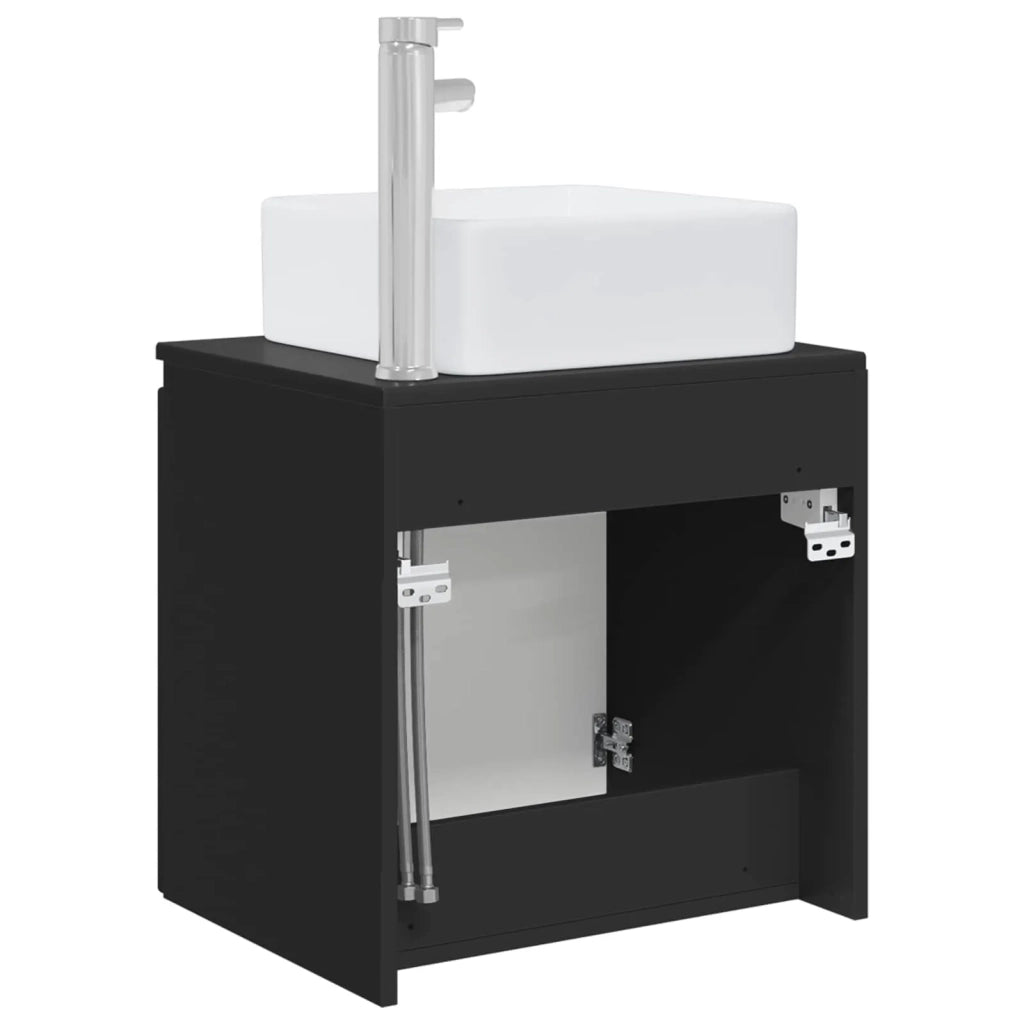Mobile Lavabo da Parete Nero 53 x 35 x 63 cm