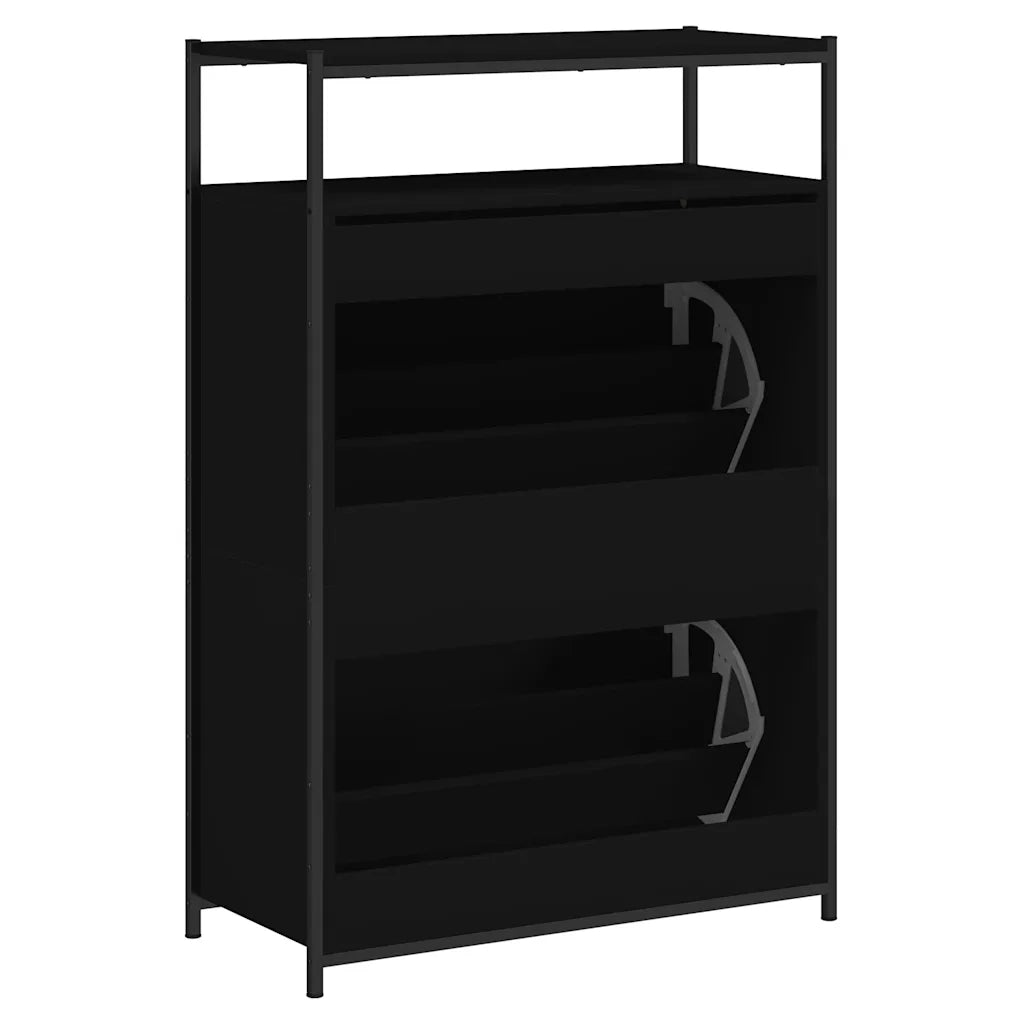 Scarpiera-Scaffale per scarpe Nera 75x34x112 cm in Legno Multistrato