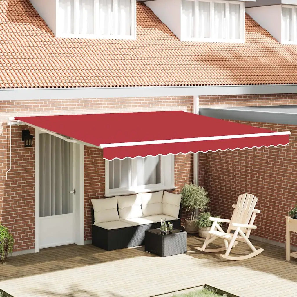 Tenda retrattile-Tenda parasole per balcone Rosso 400 ¡Á 300 cm Poliestere e Alluminio 717039