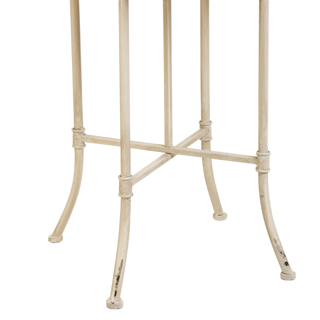 Tavolino in legno bianco e metallo 48x48x66,5h