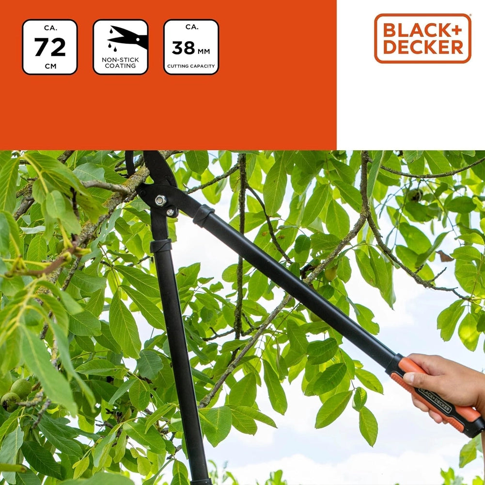 BLACK+DECKER Cesoie per Rami Capacità di Taglio 38mm Forbici da Potatura 72 cm