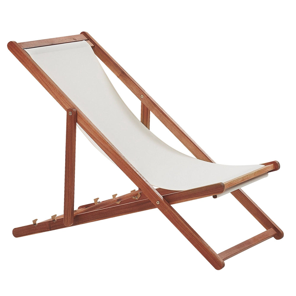 Set di 2 sedie a sdraio da giardino con struttura in legno di acacia scuro con motivo floreale in tessuto amaca sedile reclinabile