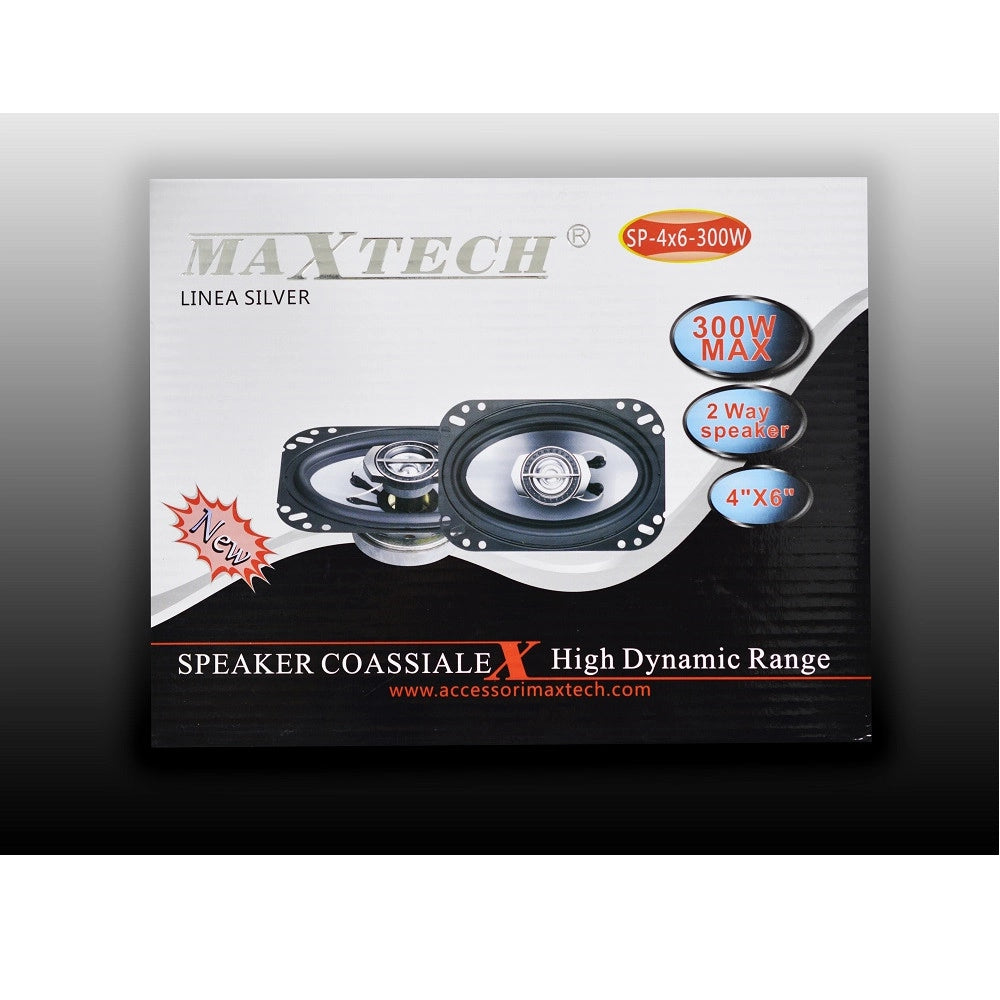 Trade Shop - Casse Per Auto 300w 2 Vie 4x6 Coppia Altoparlanti Coassiali Stereo Maxtech Sp-4x6-300w -