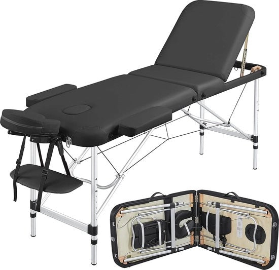 Tavola Massaggio Portatile con Regolazione di Altezza e Supporto Cervicale e Mano - 3 Zone, 185 x 60 cm