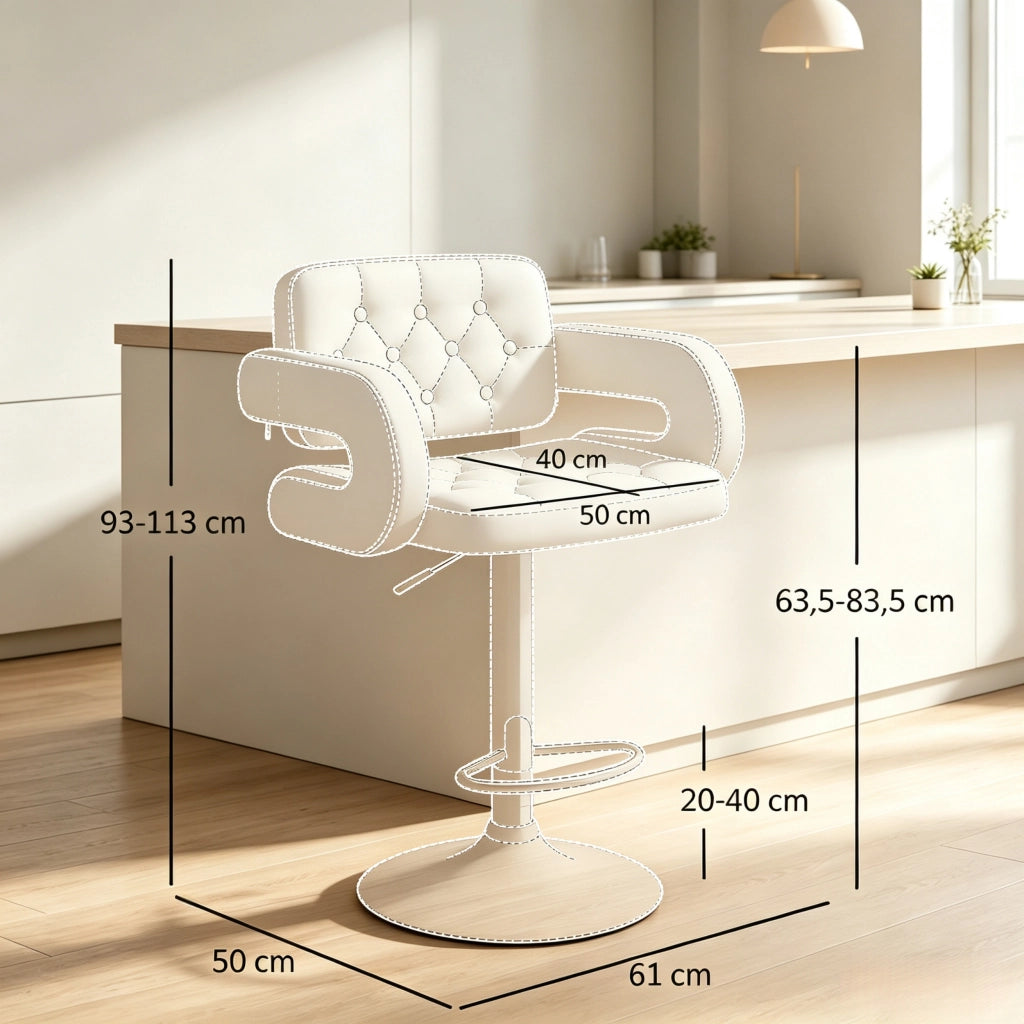 SGABELLO ALTO girevole regolabile 61x50x93-113 cm bianco metallo
