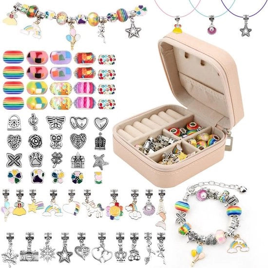 Set di 68 bracciali per bambine -sieradenset con scatola -accessori per la creazione di bracciali -kit per la fai da te -artigianato -regali per bambini per Natale e compleanni.