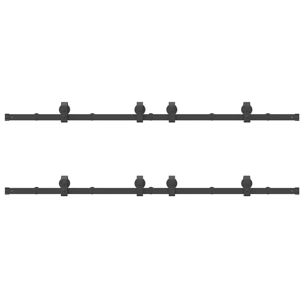 Kit di Binari per Porte Scorrevoli 400 cm Acciaio Nero