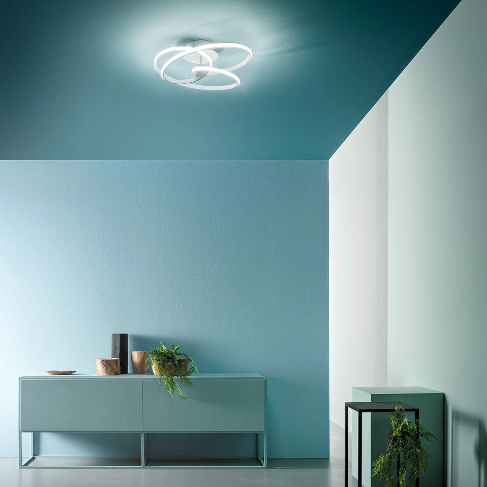 Lampada a soffitto Diva P/P Titanio - Plafoniera LED 42W 3000K 1800lm in alluminio e silicone opale, Dimmerabile taglio di fase - Gealuce