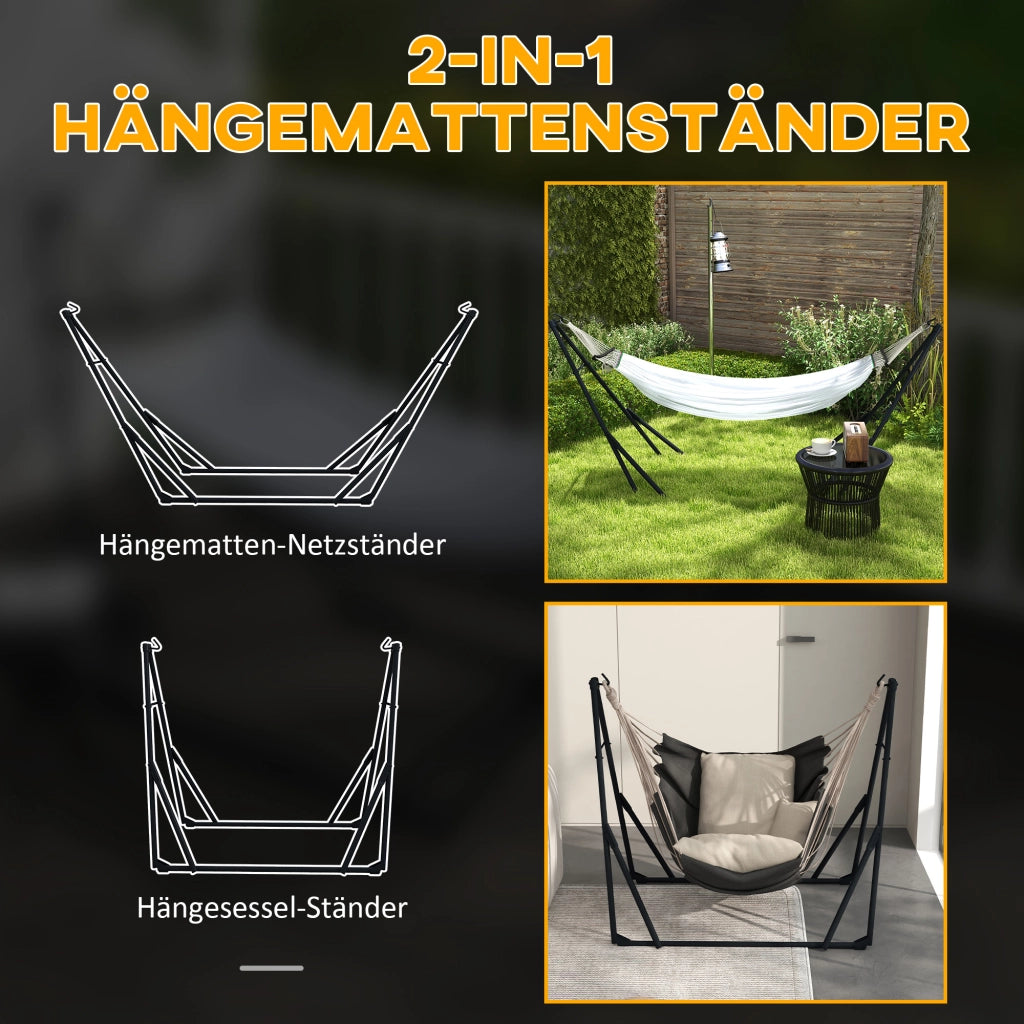 Hangmat Set con Amaca ¨C Zephmum ¨C 263x89x100 cm, Nero e Bianco