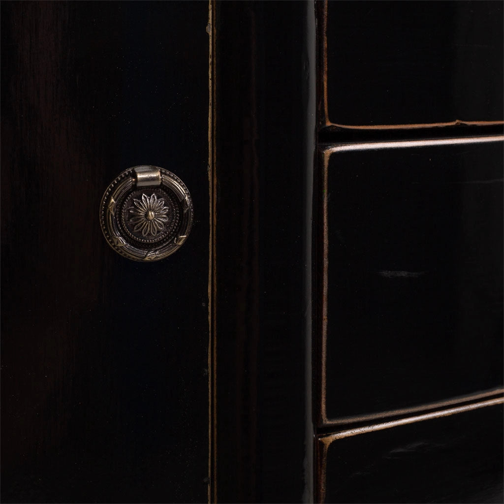 Credenza in legno dipinto a mano nero 115x45x83h cm