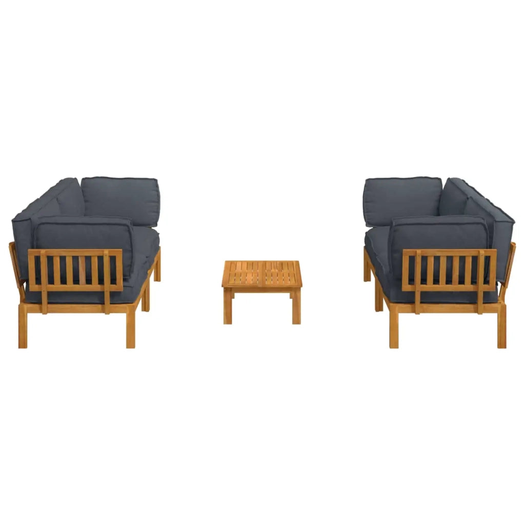 Set di divani 5 pcs Antracite Legno di Acacia Massello