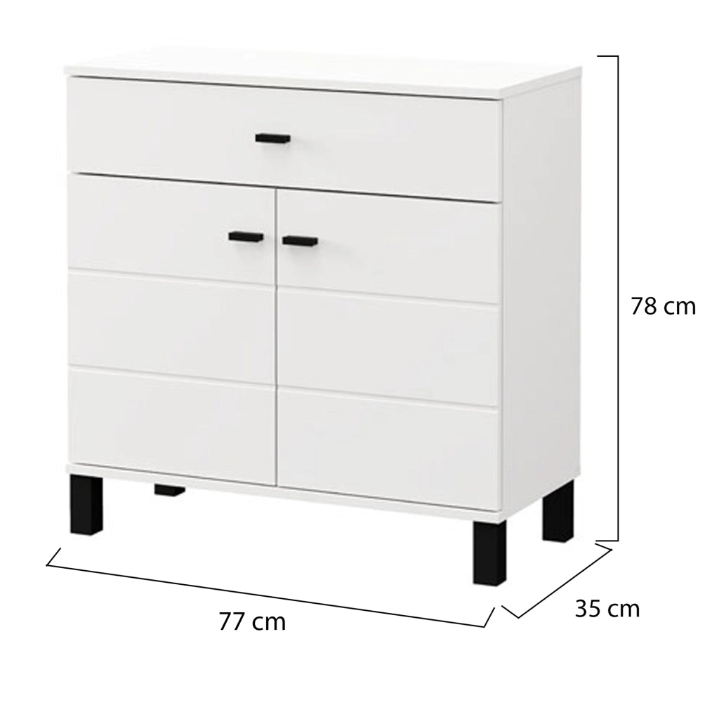 Madia Pisac, Credenza 2 Ripiani, 77x35x78h cm Bianco