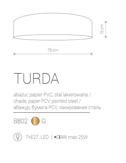Plafoniera Nowodvorski TURDA oro/bianco 78cm 7xE27 moderna