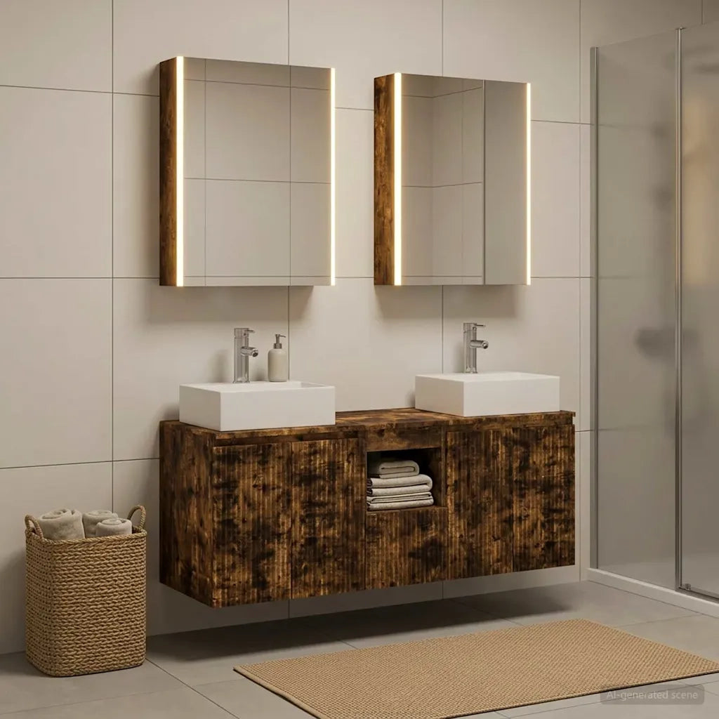 Set di Armadi da Bagno 5 pcs Rovere Fumo Legno ingegnerizzato 3406411