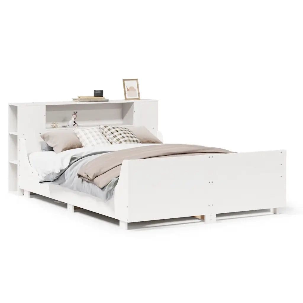 Giroletto senza Materasso-Struttura Letto Bianco 140x200 cm Legno Massello Pino 235969