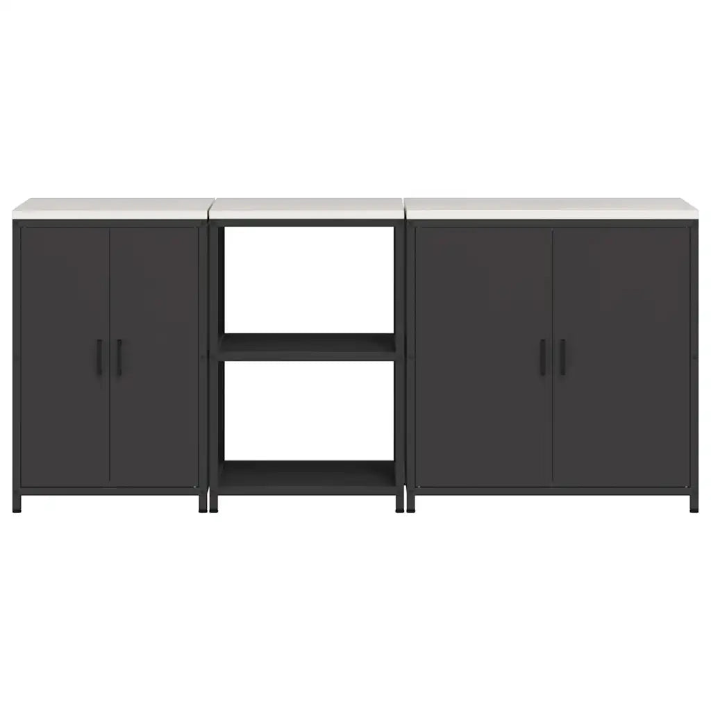 Set di Stoccaggio per Cucina con lo scaffale 3 pcs Nero 3392701
