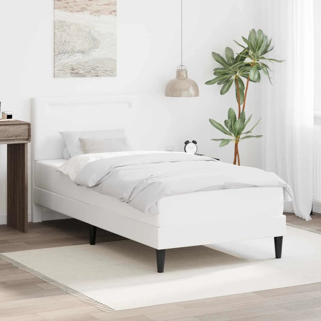 Struttura del letto con testiera-Giroletto Bianco 90 x 190 cm Similpelle 506155