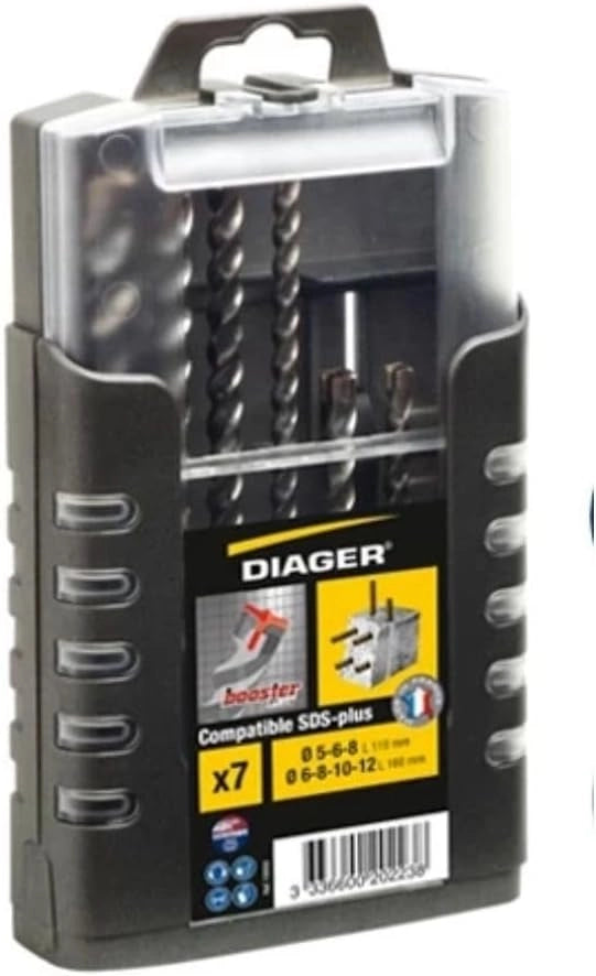 FBA90010 - Set di 7 punte per calcestruzzo SDS plus-DIAGER-1000U