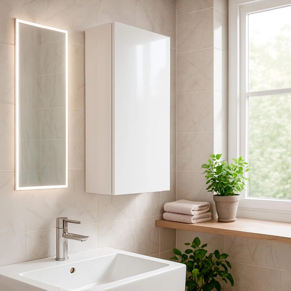 Armadietto Bagno Sospeso Con Anta Reversibile E 2 Ripiani Regolabili Mobile Salvaspazio Da Parete In Melaminico Per Bagni Moderni E Piccoli Spazi 60 X 30 X 16 Cm Colore Bianco