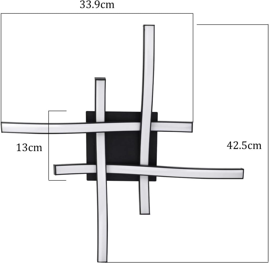 ZMH Lampada da Soffitto LED Nera 24W 3000K Luce Calda Design Moderno per Camera Letto Soggiorno Corridoio Ufficio