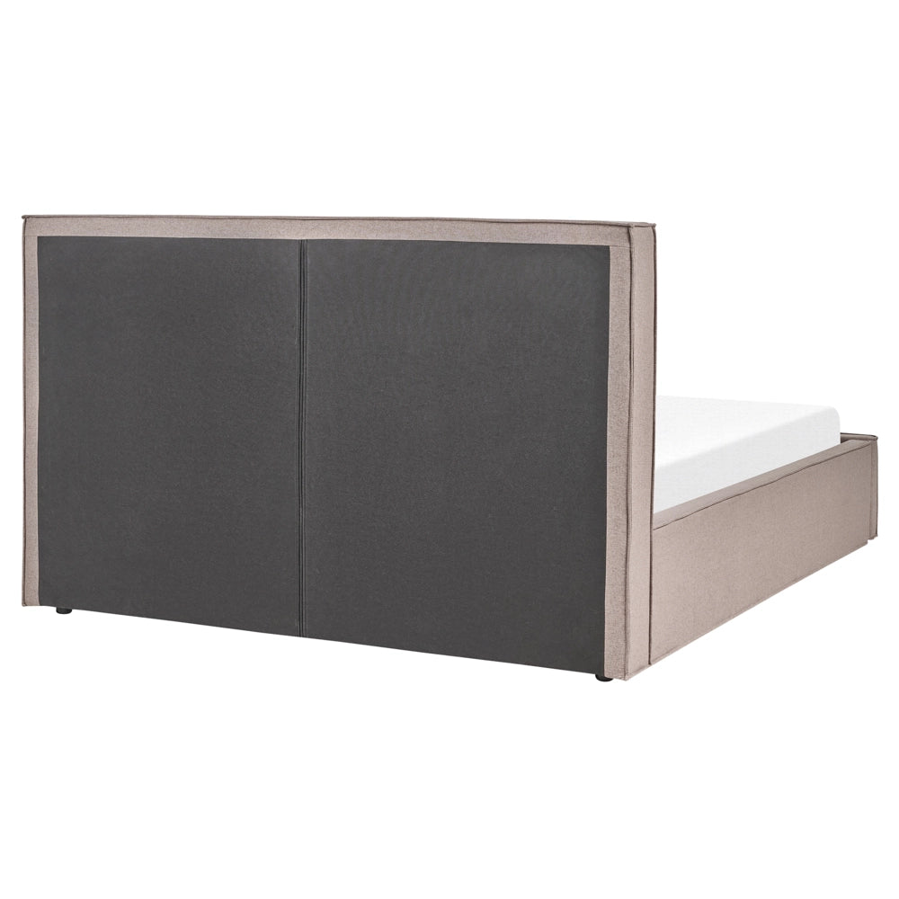 Letto king size 160 x 200 cm Grigio Tortora Rivestimento in tessuto Ottomana di contenitore Telaio a doghe Camera da letto moderna contemporanea